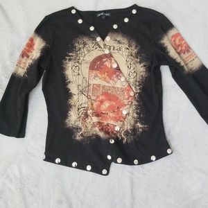 Boho Chic Cotton Faux Wrap Studded Top